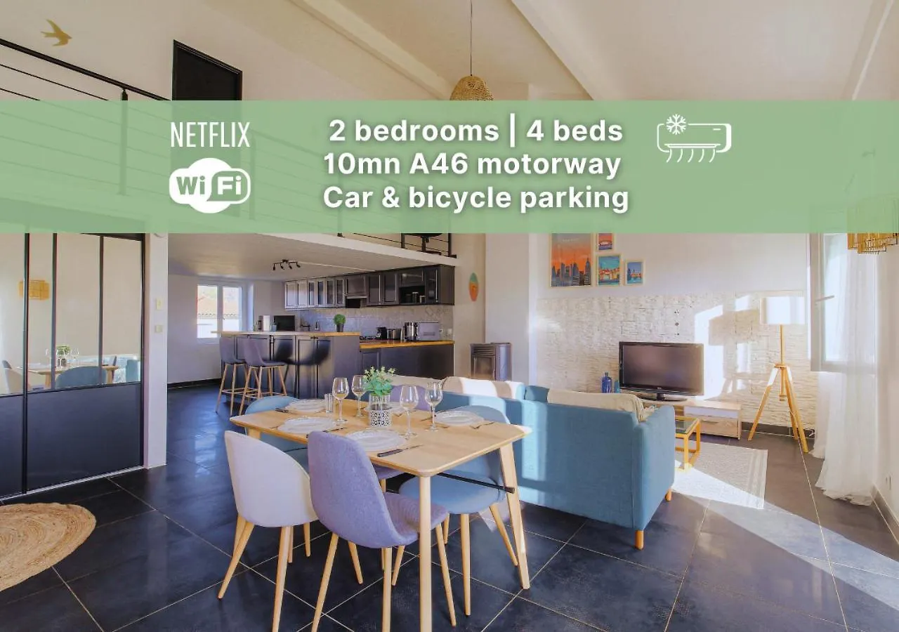 Duplex La Halte Trevoltienne - 2 Chambres Climatisee - 4 Lits Trevoux